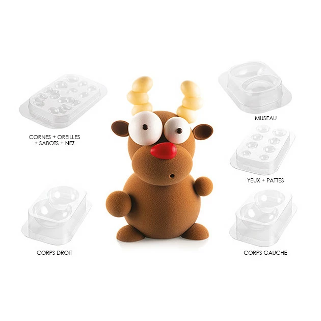 Kit Moules Chocolat Renne en PVC 14,7 cm x H 23,6 cm (x5) Silikomart Professional 4 Kit Moules Chocolat Renne en PVC 14,7 cm x H 23,6 cm (x5) Silikomart Professional – Image 2