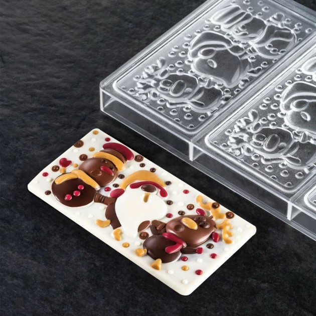 Moule Tablette Chocolat Père Noël, Renne et Bonhomme de Neige 15,4 x 7,7 cm Pavoni 5 Moule Tablette Chocolat Père Noël, Renne et Bonhomme de Neige 15,4 x 7,7 cm Pavoni – Image 3